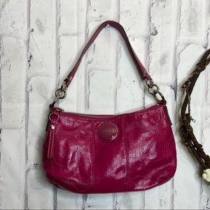 Coach small shoulder pink patent leather bag